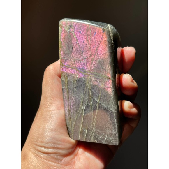 Purple Pink Sunset Labradorite Freeform | Double Sided Flashy Labradorite - Picture 3 of 9